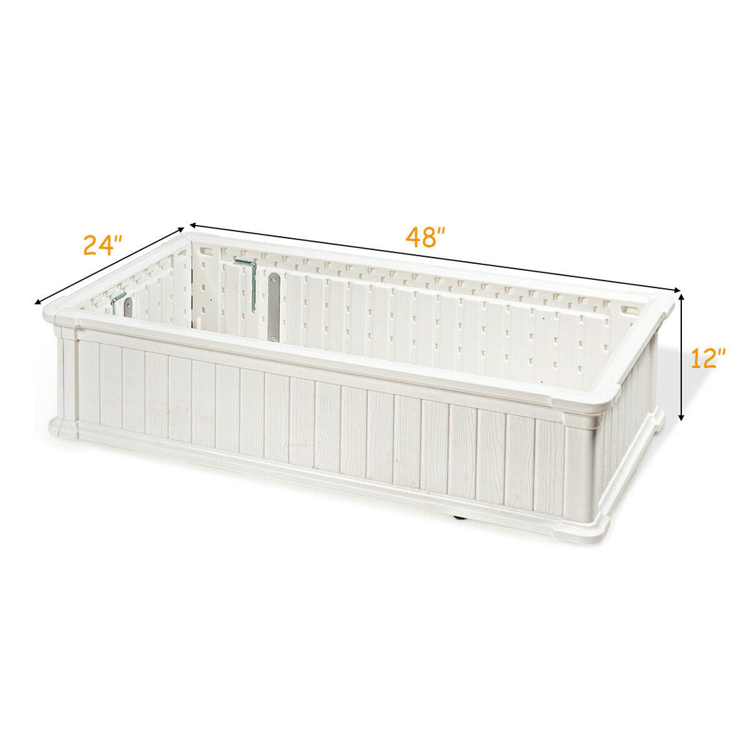 2 PCS Raised Garden Bed Rectangle Plant Box Planter Flower Vegetable White Image 2