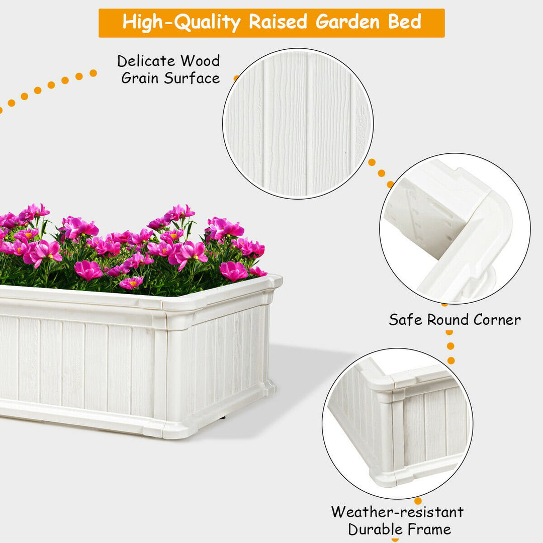 2 PCS Raised Garden Bed Rectangle Plant Box Planter Flower Vegetable White Image 6