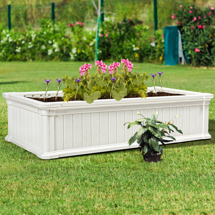 2 PCS Raised Garden Bed Rectangle Plant Box Planter Flower Vegetable White Image 7