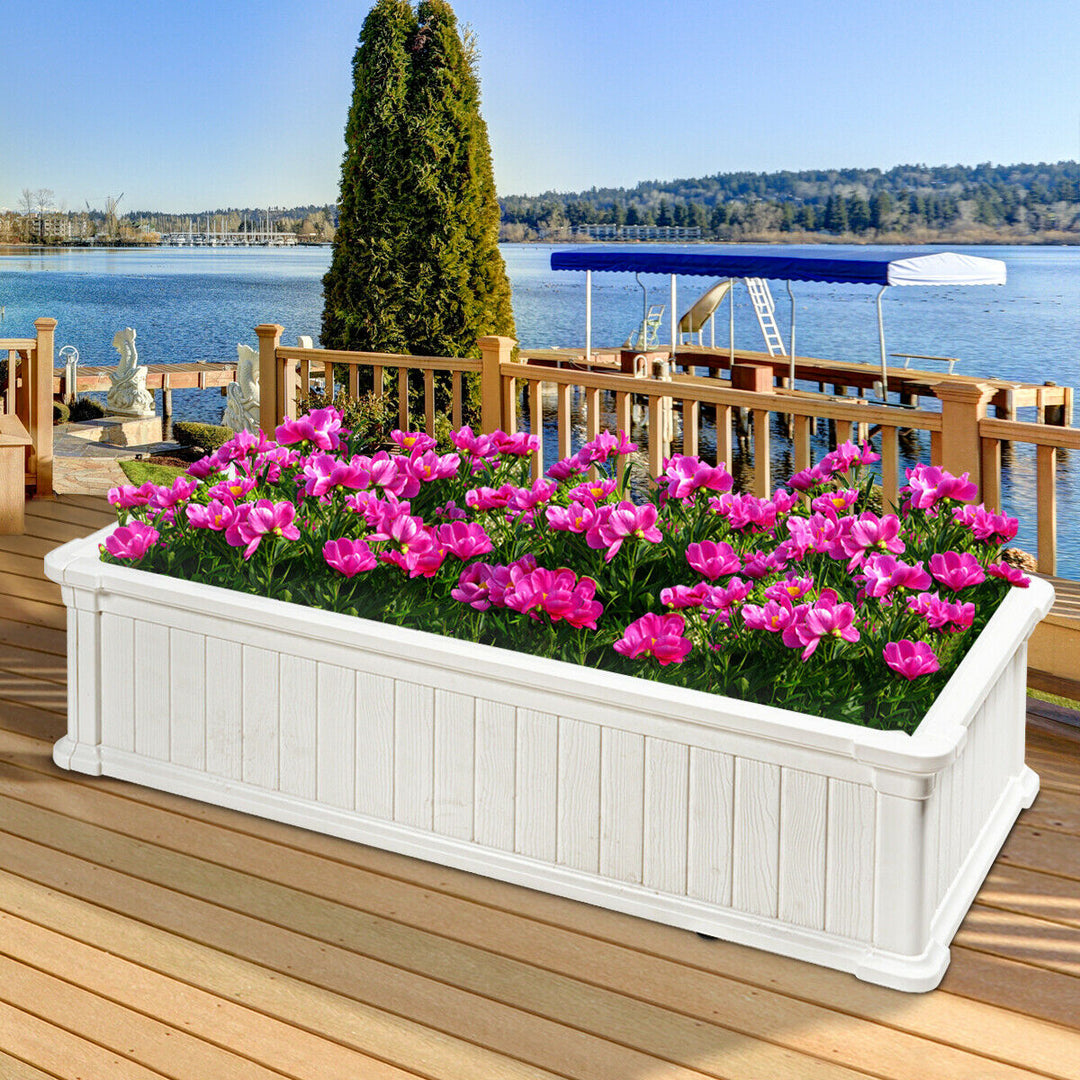 2 PCS Raised Garden Bed Rectangle Plant Box Planter Flower Vegetable White Image 8