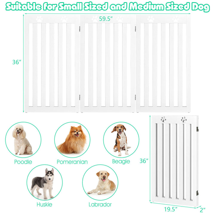 36 Folding Wooden Freestanding Pet Gate Dog Gate W/360 Flexible Hinge Image 2