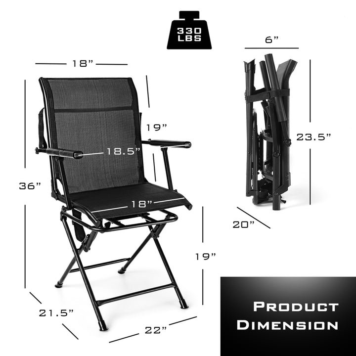 Folding Hunting Chair Portable Camping Hunting w/ Steel Frame Image 2