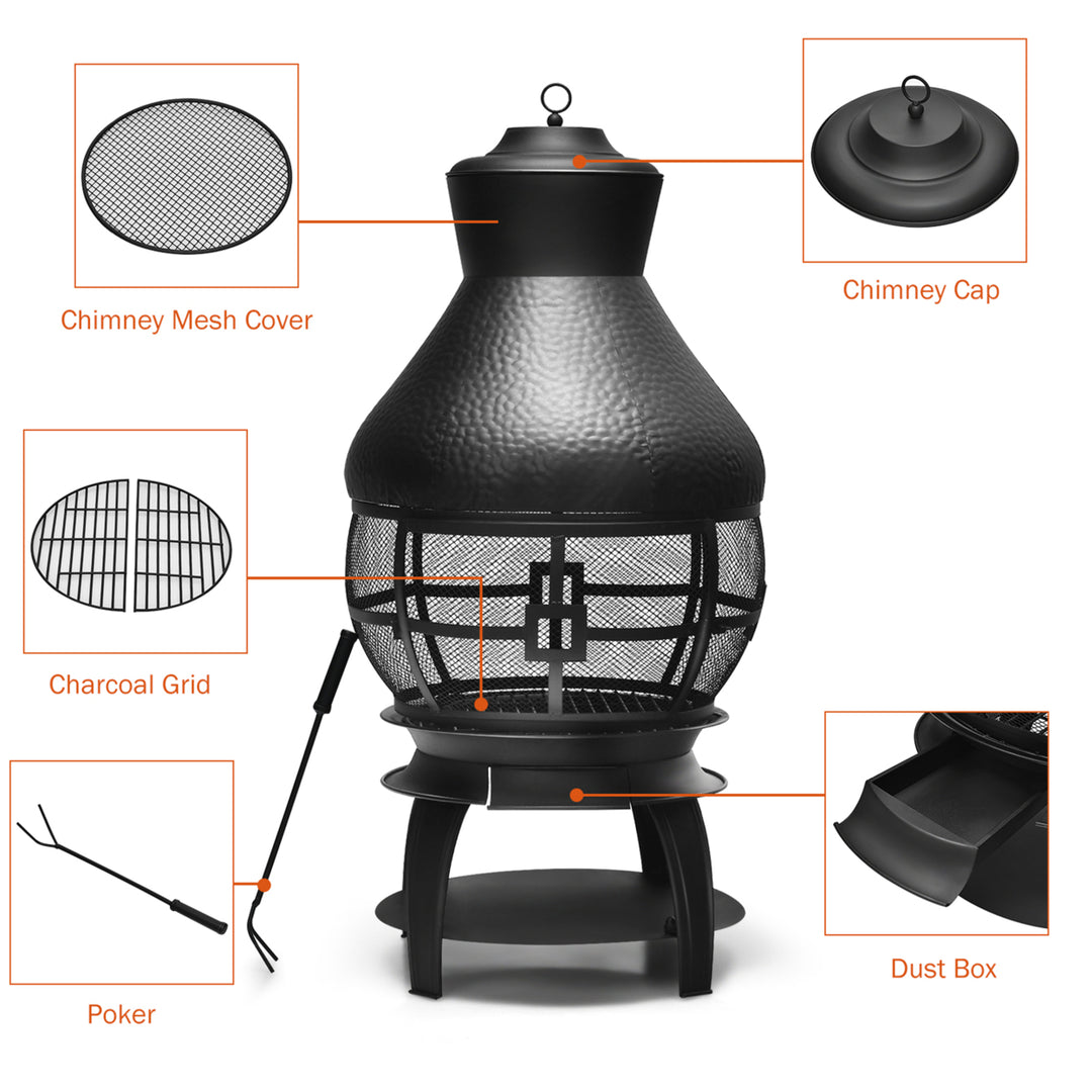 Patio Fire Pit Chimenea Fireplace Wood Burning Heater Garden Backyard Image 9