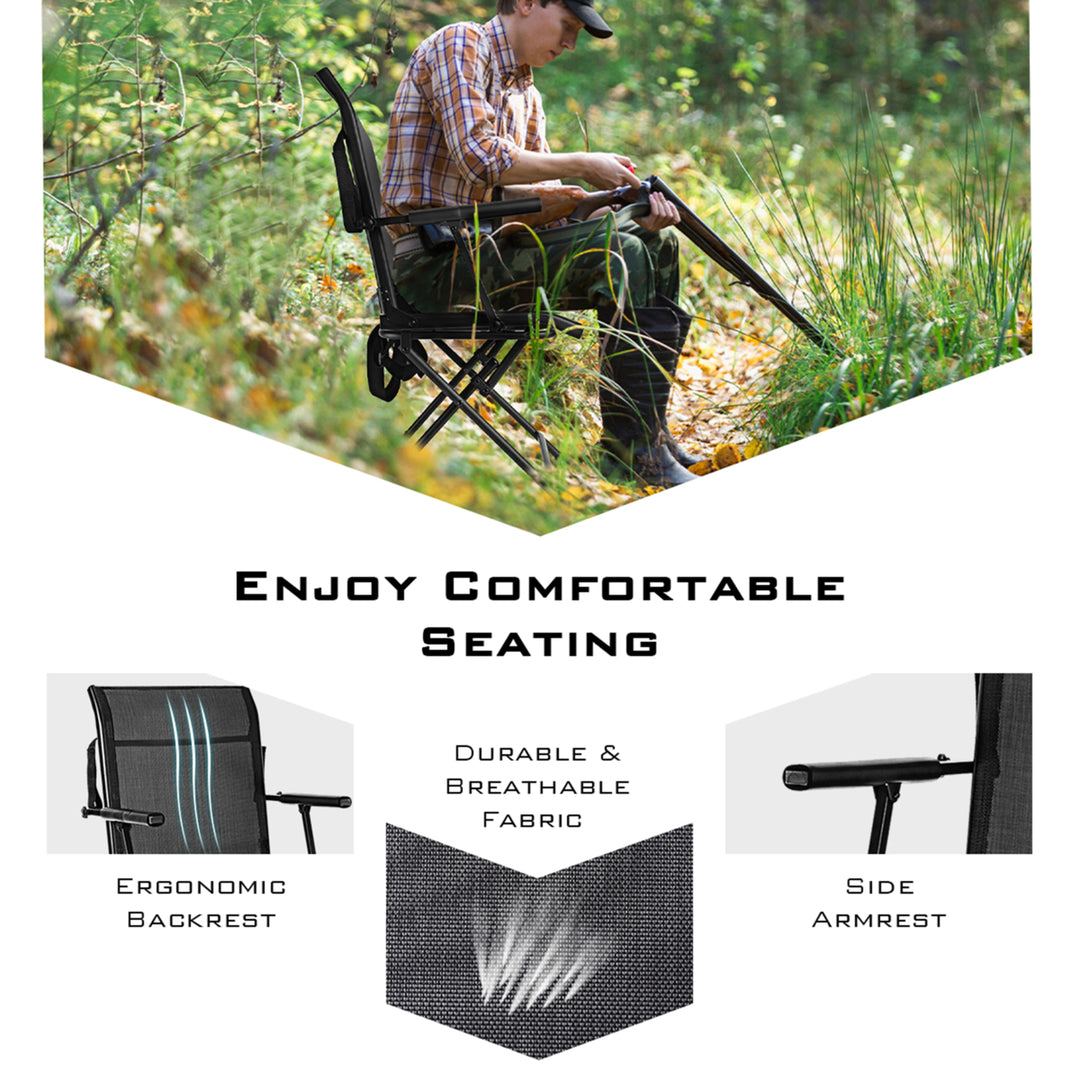 Folding Hunting Chair Portable Camping Hunting w/ Steel Frame Image 8