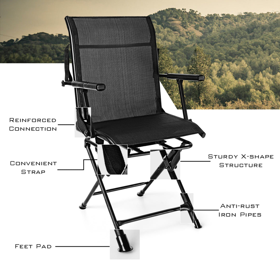 Folding Hunting Chair Portable Camping Hunting w/ Steel Frame Image 9