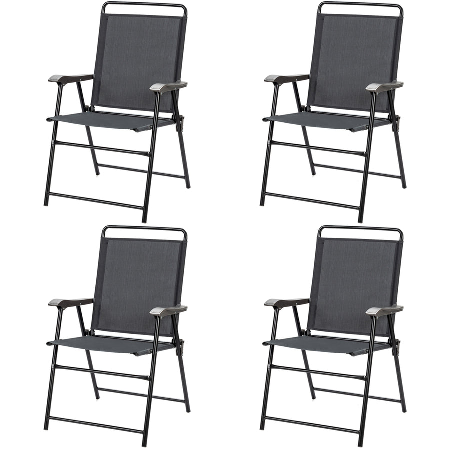 Set of 4 Folding Patio Chair Portable Sling Chair Yard Garden Outdoor Image 1