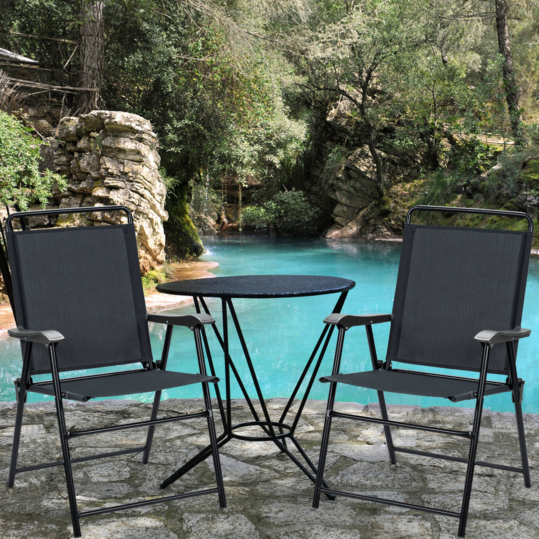 Set of 4 Folding Patio Chair Portable Sling Chair Yard Garden Outdoor Image 4