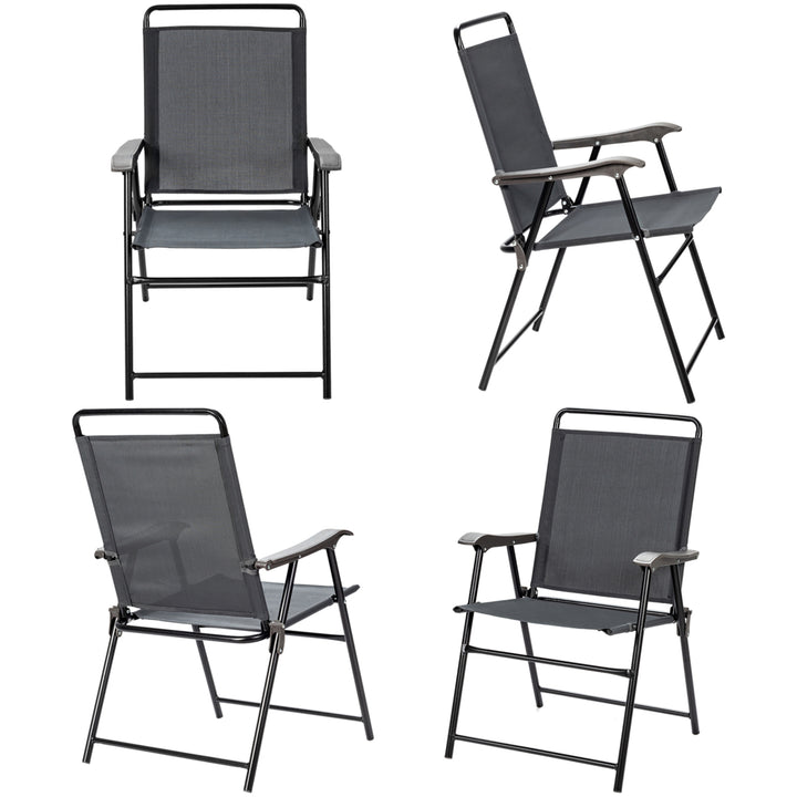 Set of 4 Folding Patio Chair Portable Sling Chair Yard Garden Outdoor Image 5