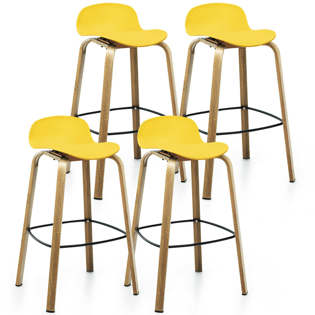 Modern Set of 4 Barstools 30inch Pub Chairs w/Low Back and Metal Legs Yellow Image 1