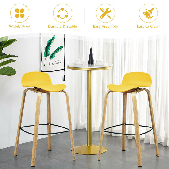 Modern Set of 4 Barstools 30inch Pub Chairs w/Low Back and Metal Legs Yellow Image 8