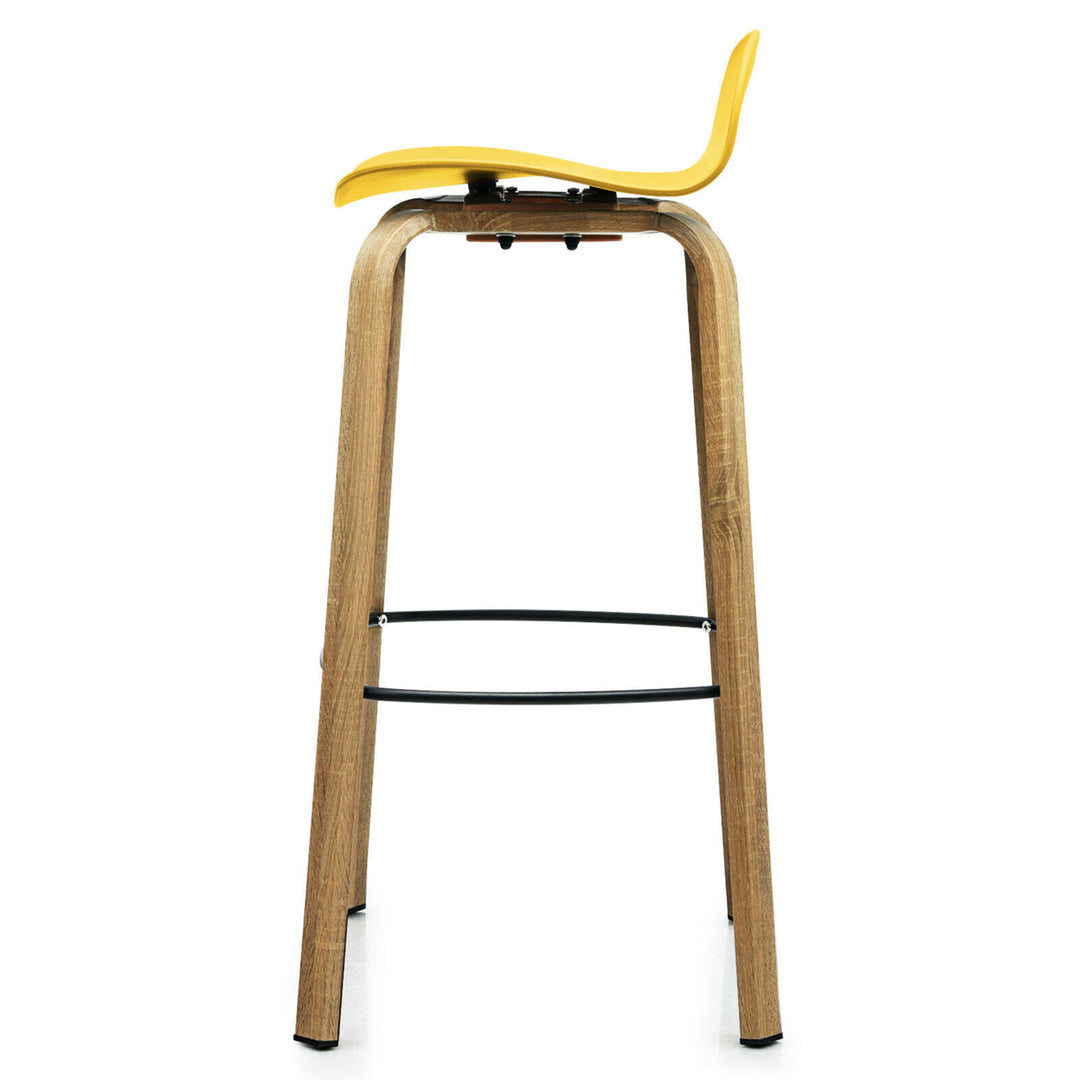 Modern Set of 4 Barstools 30inch Pub Chairs w/Low Back and Metal Legs Yellow Image 10