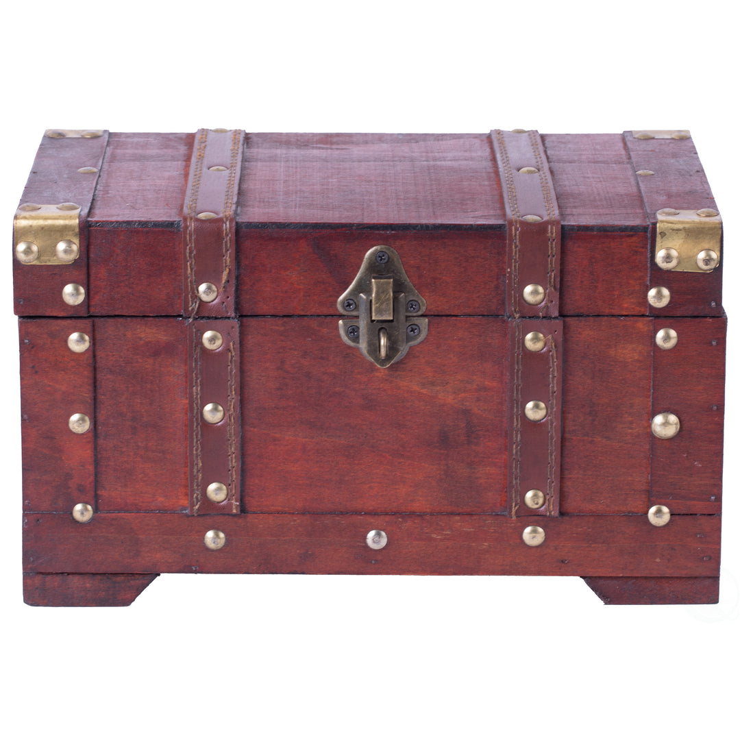 Vintage-Inspired Wooden Storage Box Decorative Trunk 11x7x6 Inch with Lock Image 3