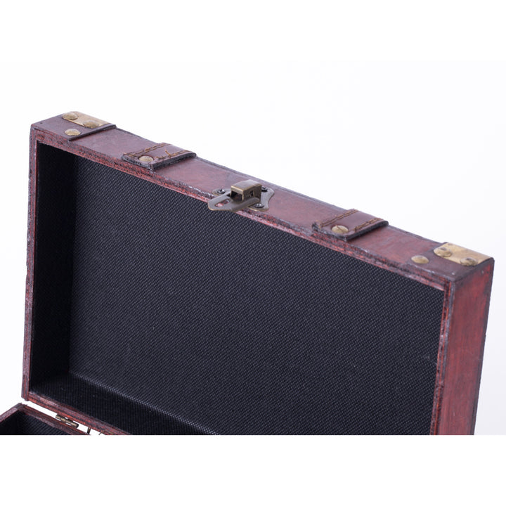 Vintage-Inspired Wooden Storage Box Decorative Trunk 11x7x6 Inch with Lock Image 4