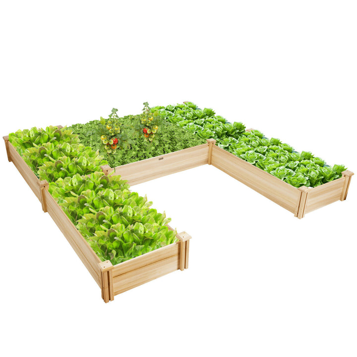 Raised Garden Bed 92.5x95x11in Wooden Garden Box Planter Container U-Shaped Bed Image 1