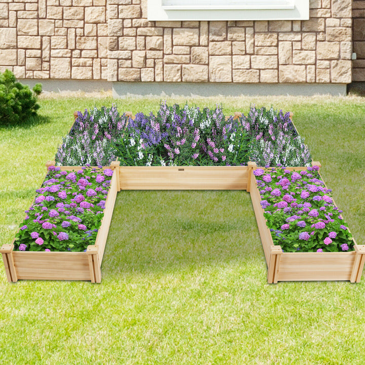 Raised Garden Bed 92.5x95x11in Wooden Garden Box Planter Container U-Shaped Bed Image 3