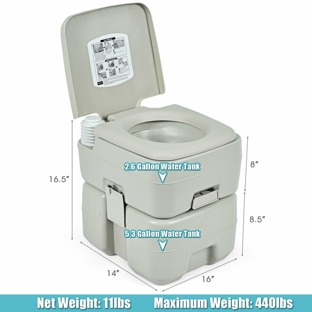 5.3 Gallon 20L Portable Travel Toilet Camping RV Indoor Outdoor Potty Commode Image 2