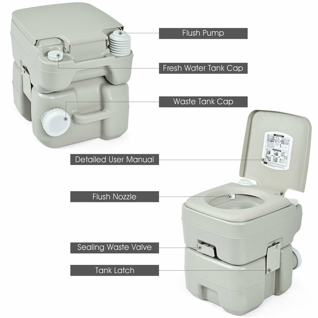 5.3 Gallon 20L Portable Travel Toilet Camping RV Indoor Outdoor Potty Commode Image 8