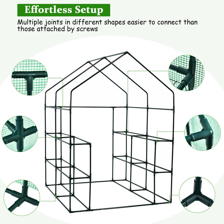 Walk-in Greenhouse 56x56x77 Gardening w/Observation Windows 2 Tier 8 Shelves Image 8