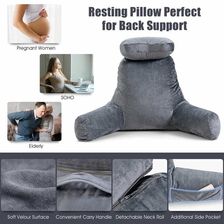 Reading Pillow TV Bed Rest Memory Foam with Arms Rests Neck Roll Back Support Image 10