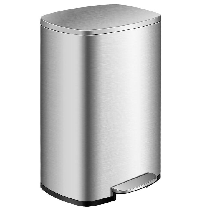 13.2 Gallon Trash Garbage Can Stainless Steel Airtight Soft Close Bin W/ Bucket Image 1