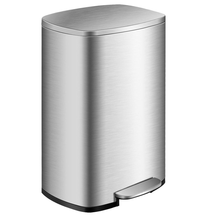 13.2 Gallon Trash Garbage Can Stainless Steel Airtight Soft Close Bin W/ Bucket Image 1