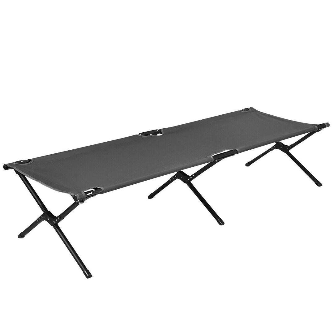 Folding Camping Cot and Bed Heavy-Duty for Adults Kids w/ Carrying Bag 300LBS Grey Image 1