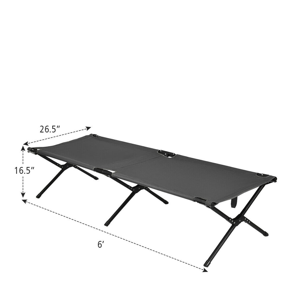 Folding Camping Cot and Bed Heavy-Duty for Adults Kids w/ Carrying Bag 300LBS Grey Image 2