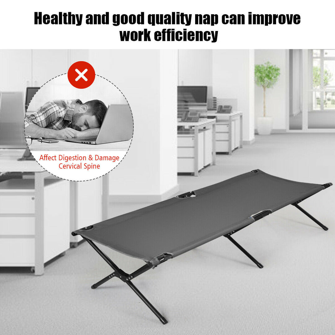 Folding Camping Cot and Bed Heavy-Duty for Adults Kids w/ Carrying Bag 300LBS Grey Image 4