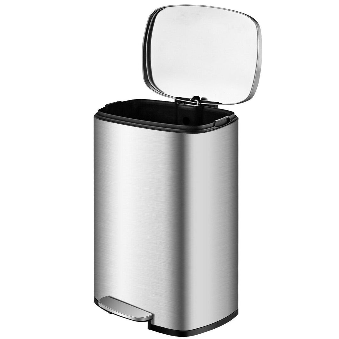 13.2 Gallon Trash Garbage Can Stainless Steel Airtight Soft Close Bin W/ Bucket Image 10