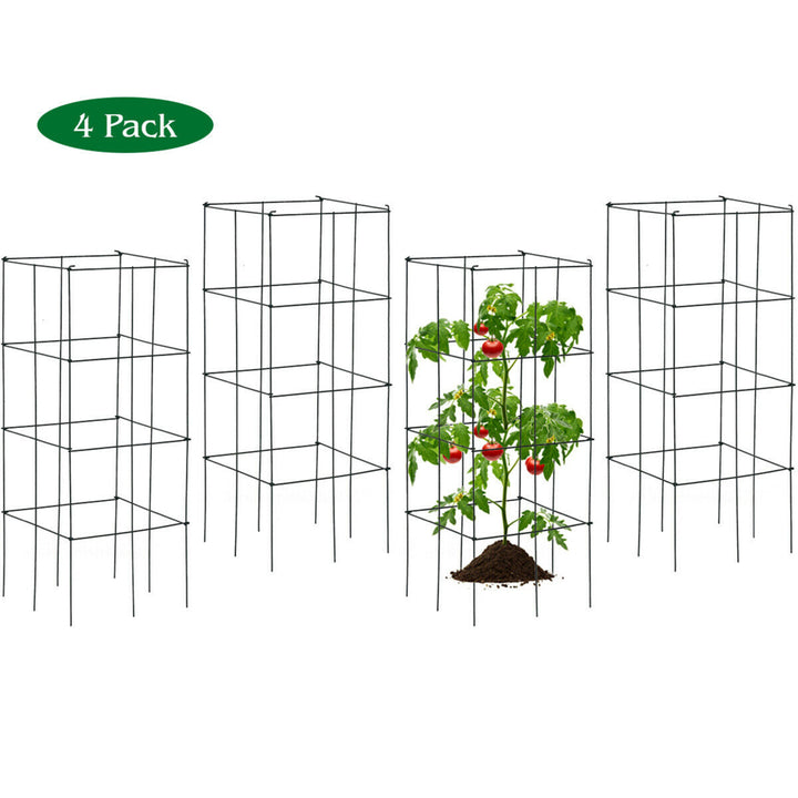 4 Pack Tomato Cages Garden Cages Stakes Plant Trellis 16 x 16 x 39 Image 1