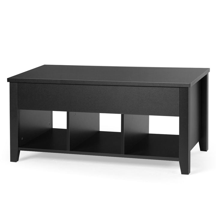 Lift Top Coffee Table w/ Storage Compartment Shelf Living Room Furniture Black Image 5