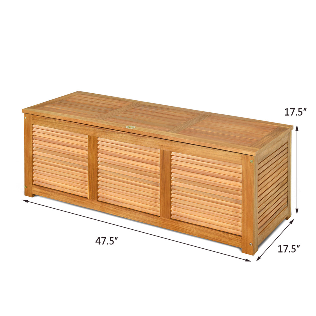 Acacia Wood Deck Box 47 Gallon Garden Backyard Storage Bench Container Image 2