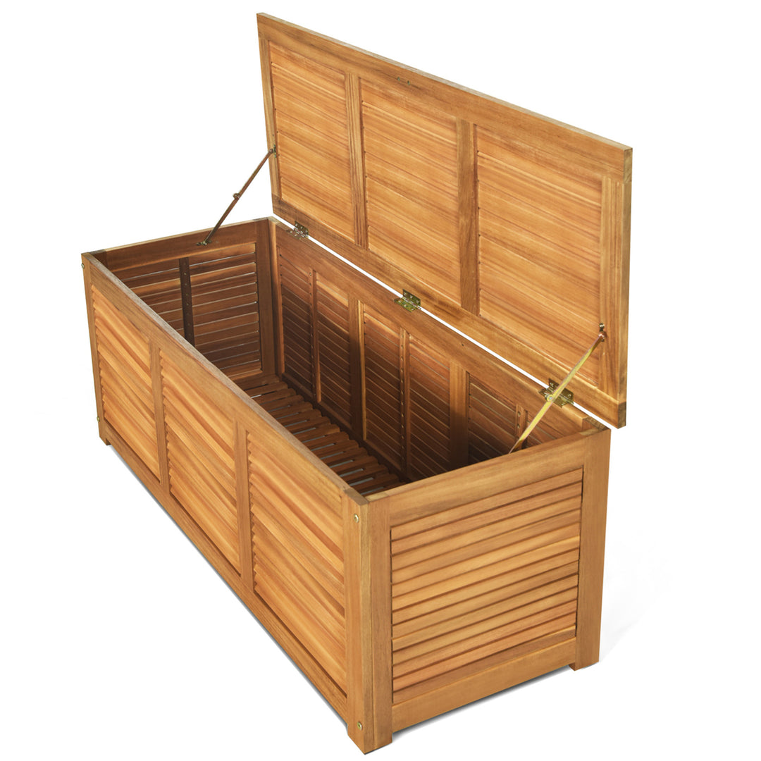 Acacia Wood Deck Box 47 Gallon Garden Backyard Storage Bench Container Image 6