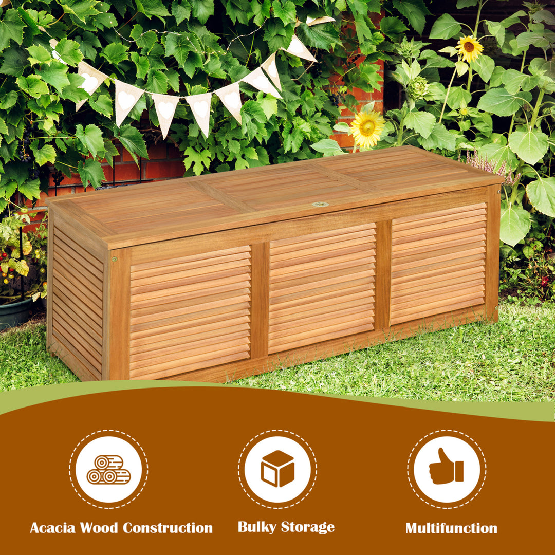 Acacia Wood Deck Box 47 Gallon Garden Backyard Storage Bench Container Image 7