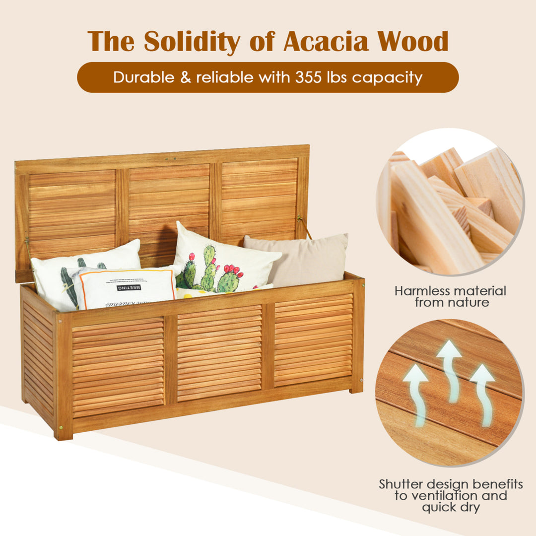 Acacia Wood Deck Box 47 Gallon Garden Backyard Storage Bench Container Image 9