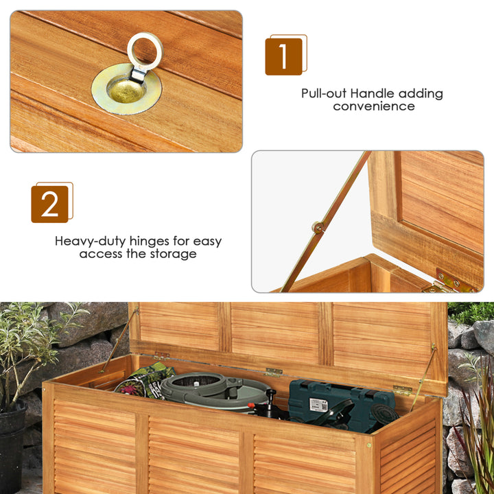 Acacia Wood Deck Box 47 Gallon Garden Backyard Storage Bench Container Image 10