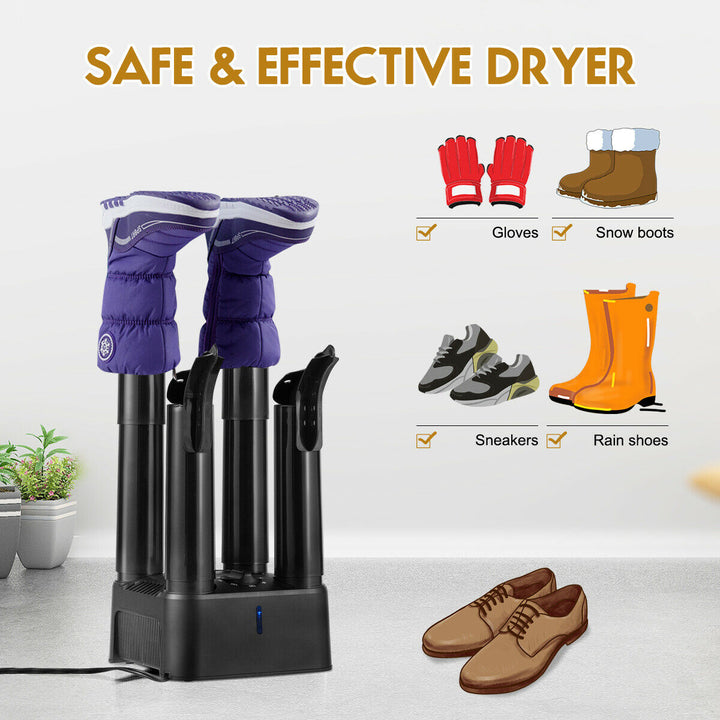 4 Shoe Electric Dryer W/ Timer, Fan For Boot Glove Prevent Odor Mold and Bacteria Image 6