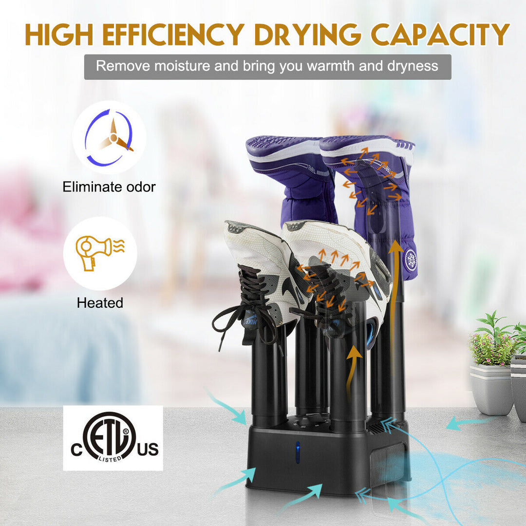 4 Shoe Electric Dryer W/ Timer, Fan For Boot Glove Prevent Odor Mold and Bacteria Image 7