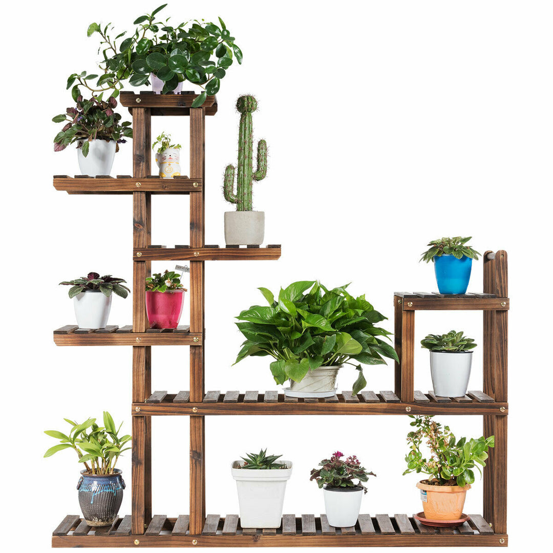 7-Tier Flower Wood Stand Plant Display Rack Multifunctional Storage Shelf Image 1