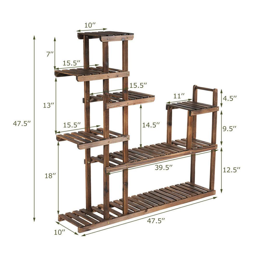 7-Tier Flower Wood Stand Plant Display Rack Multifunctional Storage Shelf Image 2