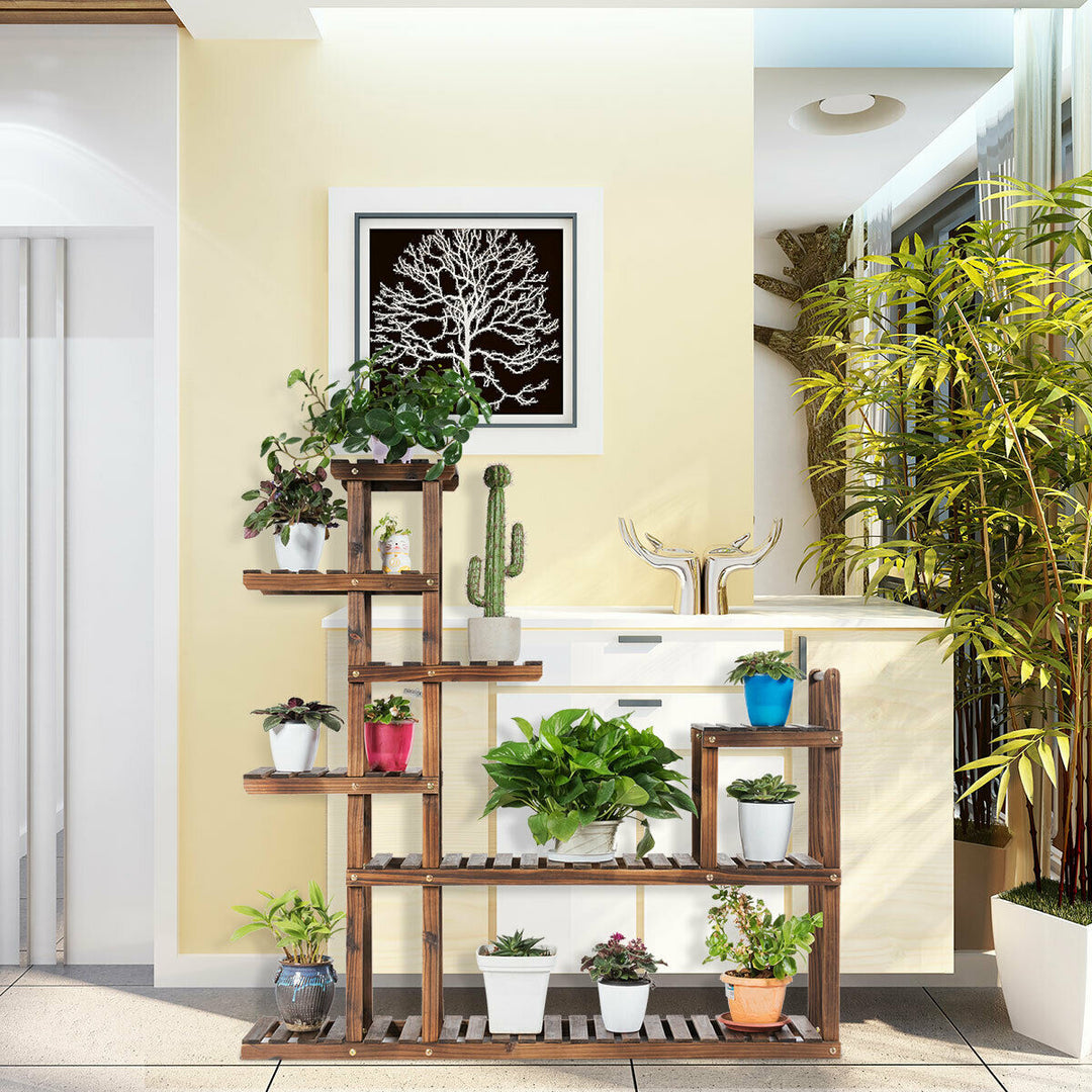 7-Tier Flower Wood Stand Plant Display Rack Multifunctional Storage Shelf Image 3