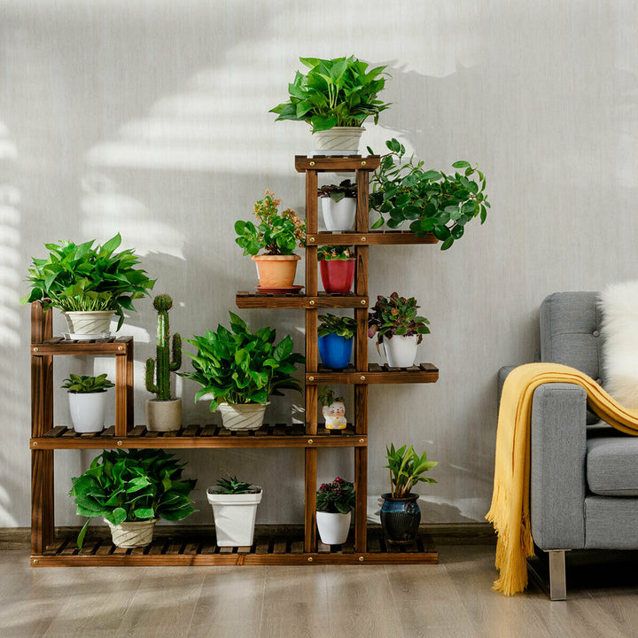 7-Tier Flower Wood Stand Plant Display Rack Multifunctional Storage Shelf Image 5