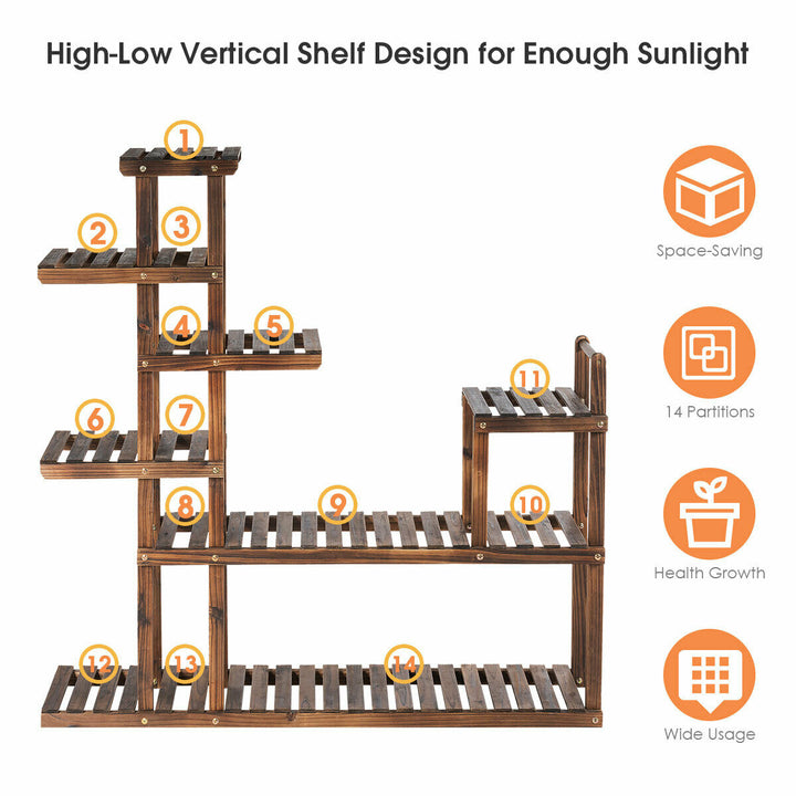 7-Tier Flower Wood Stand Plant Display Rack Multifunctional Storage Shelf Image 6