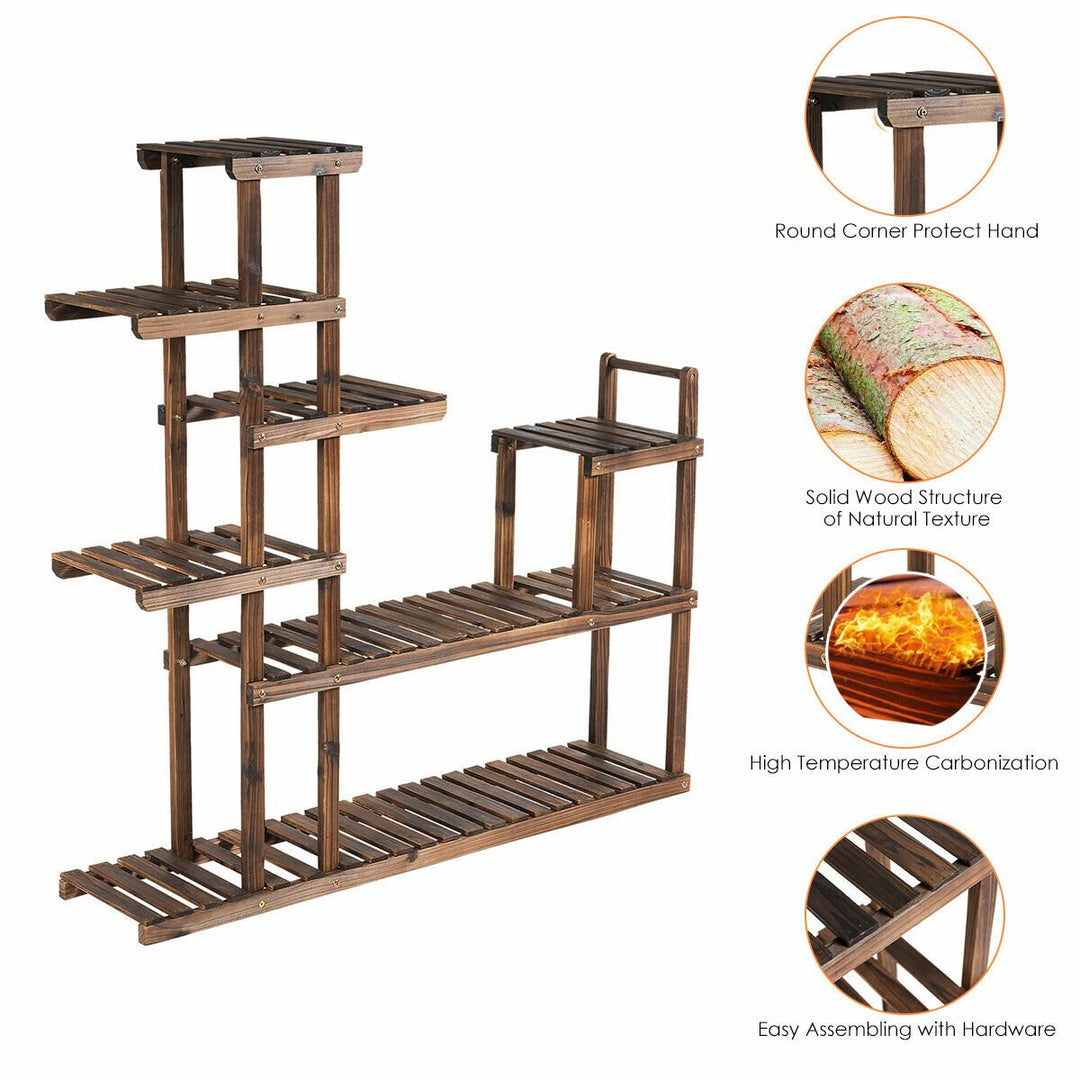 7-Tier Flower Wood Stand Plant Display Rack Multifunctional Storage Shelf Image 7