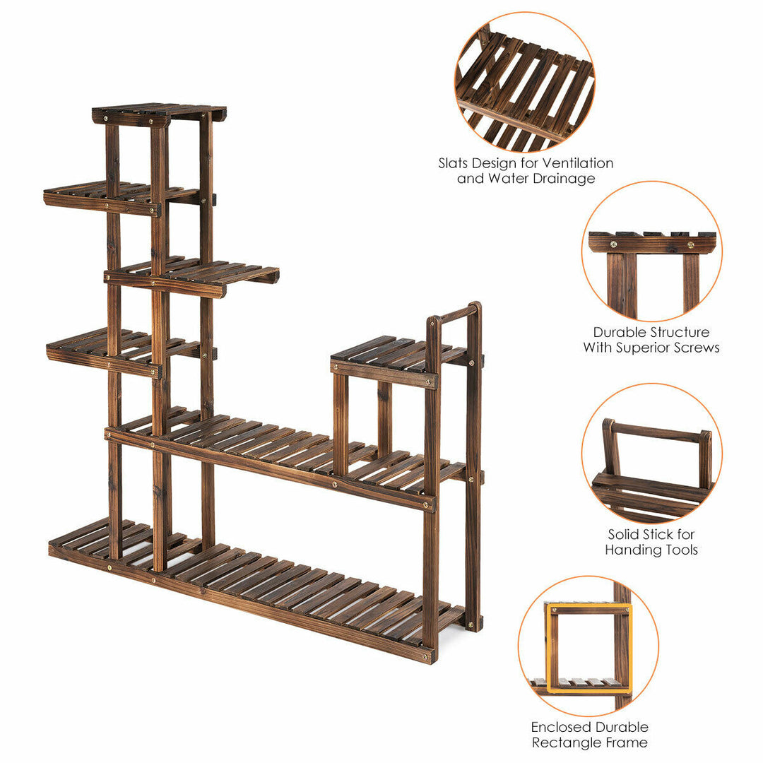 7-Tier Flower Wood Stand Plant Display Rack Multifunctional Storage Shelf Image 8