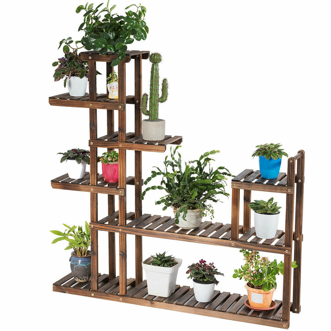 7-Tier Flower Wood Stand Plant Display Rack Multifunctional Storage Shelf Image 10