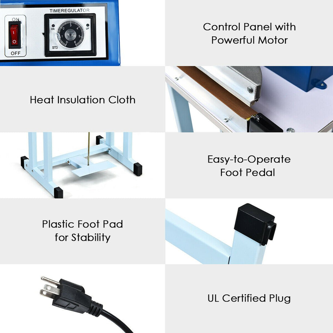 Gymax 12" Foot Pedal Impulse Sealer Heat Seal Plastic Bag Sealing Machine w/ Cutter Image 5