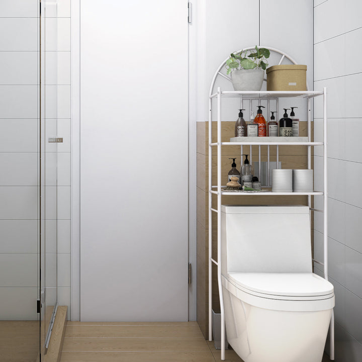 Bathroom 3-Tier Metal Storage Rack Over the Toilet Space Saver White Image 5