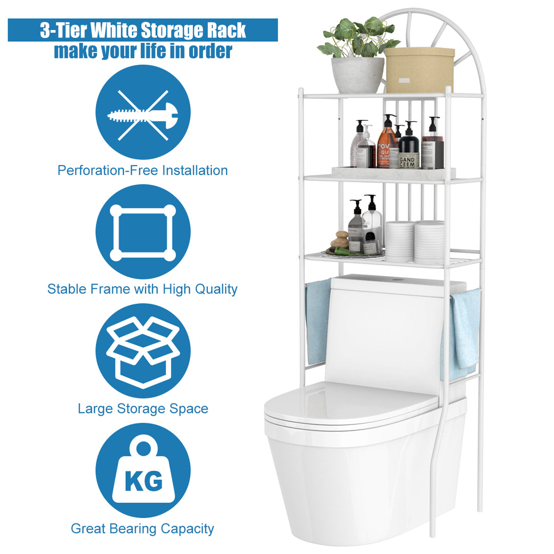 Bathroom 3-Tier Metal Storage Rack Over the Toilet Space Saver White Image 7