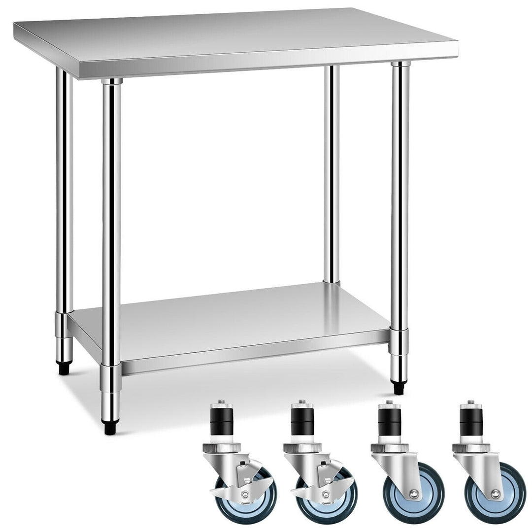 24 x 36 Stainless Steel Commercial Kitchen Work Table w/ 4 Wheels Image 1